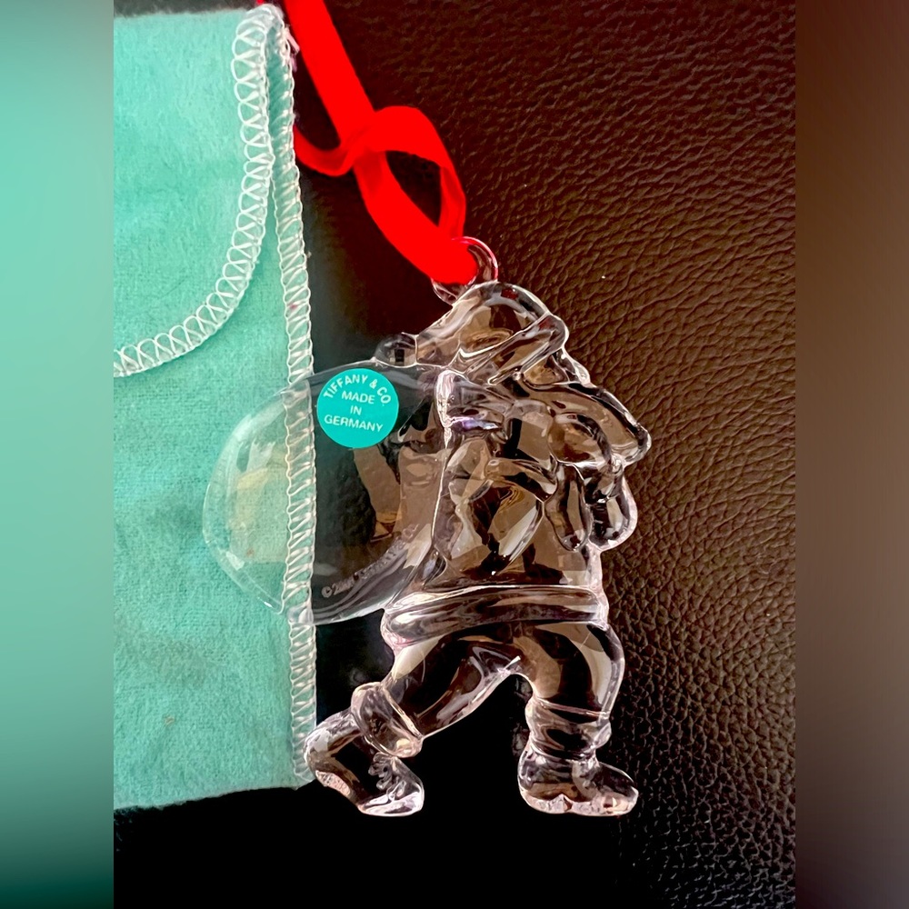 New, Rare 2001 Tiffany & Co Santa crystal ornament